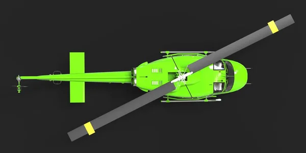 Zöld Kis Katonai Szállító Helikopter Fekete Elszigetelt Háttérrel Helikopter Mentő — Stock Fotó