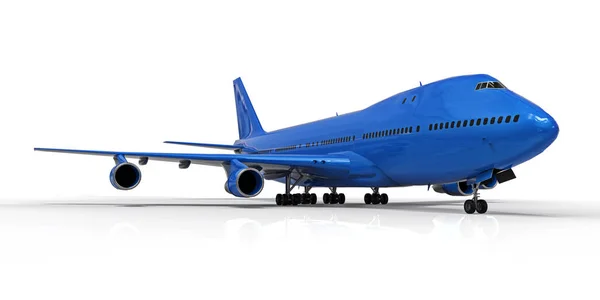 Большие Пассажирские Самолеты Большой Вместимости Длительных Трансатлантических Полетов Синий Самолет — стоковое фото
