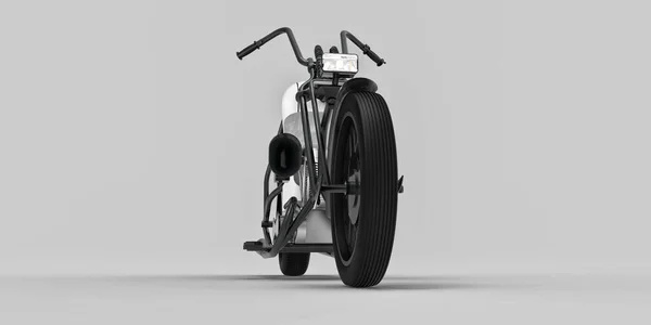 Білий Чорний Класичний Нетиповий Мотоцикл Ізольований Світло Сірому Фоні Рендеринга — стокове фото