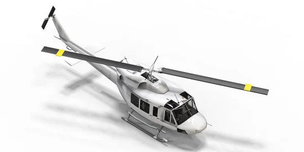 Fehér Kis Katonai Szállító Helikopter Fehér Elszigetelt Háttérrel Helikopter Mentő — Stock Fotó