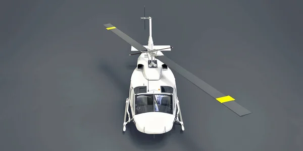 Vit Liten Militär Transport Helikopter Grå Isolerad Bakgrund Helikopterräddningstjänsten Flygtaxi — Stockfoto