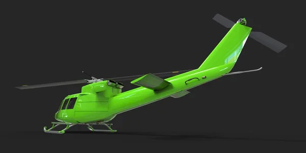 Petit Hélicoptère Transport Militaire Vert Sur Fond Noir Isolé Service — Photo
