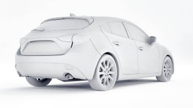 Yaratıcı tasarımın için boş yüzeyi olan şehir arabası. 3B görüntüleme