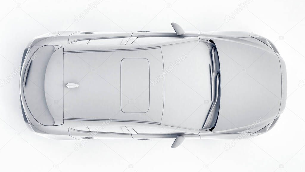 City car with blank surface for your creative design. 3D rendering