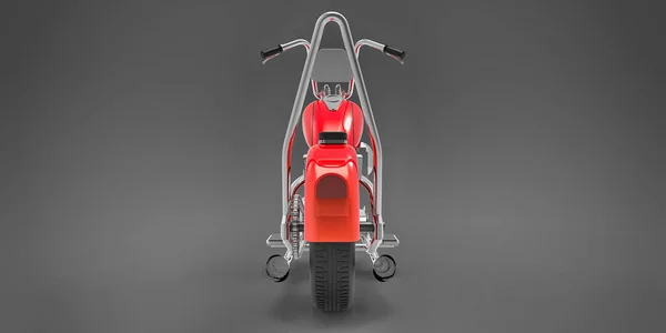 Motocicleta Personalizada Clássica Vermelha Isolada Fundo Cinza Renderização — Fotografia de Stock