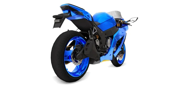 Bleu Super Sport Moto Sur Fond Blanc Isolé Illustration — Photo