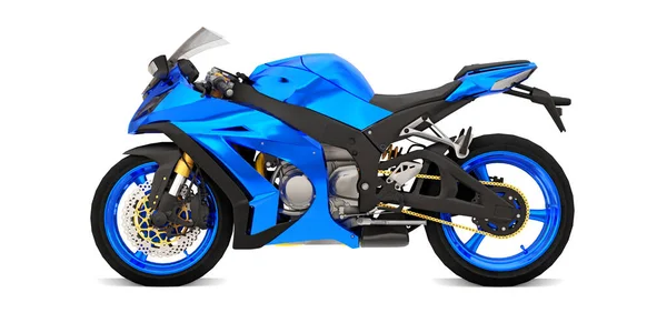 Bleu Super Sport Moto Sur Fond Blanc Isolé Illustration — Photo