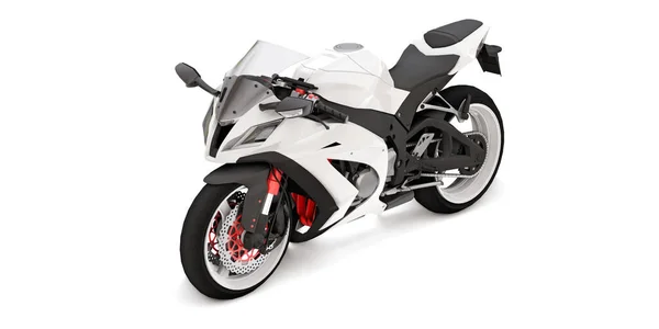 白い隔離された背景に3Dホワイトスーパースポーツバイク 3Dイラスト — ストック写真