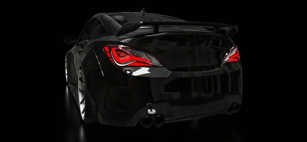 Black Sports Car Coupe Black Background Rendering — Stock Photo, Image
