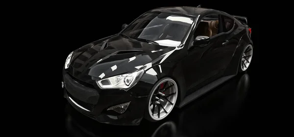 Coupon Sportiva Nera Sfondo Nero Rendering — Foto Stock