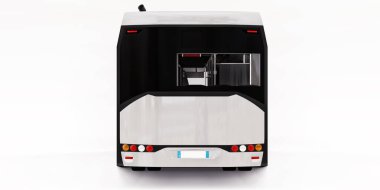 Beyaz izole edilmiş beyaz arka planda orta şehir beyaz otobüsü. 3d oluşturma