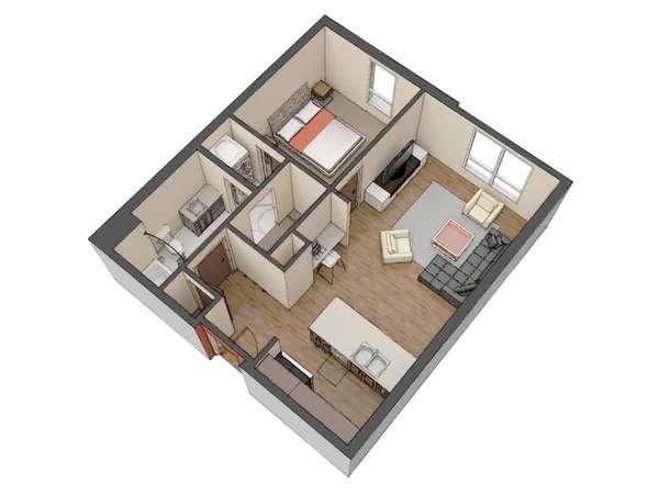 Moderno Diseño Interior Del Apartamento Hermoso Apartamento Nuevo Elegante Diseño — Foto de Stock