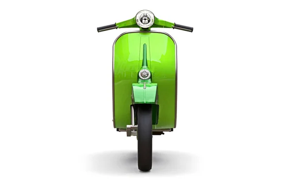 Scooter Verde Europeu Vintage Fundo Branco Renderização — Fotografia de Stock