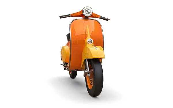 欧洲老式橙色摩托车 背景为白色 3D渲染 — 图库照片
