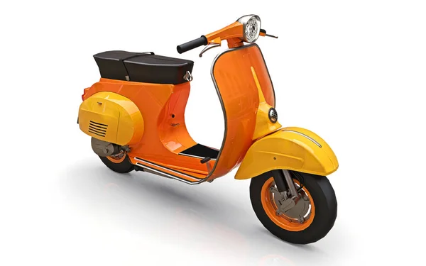 Scooter Laranja Europeu Vintage Fundo Branco Renderização — Fotografia de Stock