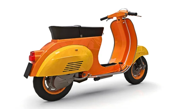 Scooter Laranja Europeu Vintage Fundo Branco Renderização — Fotografia de Stock