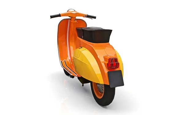 Scooter Laranja Europeu Vintage Fundo Branco Renderização — Fotografia de Stock