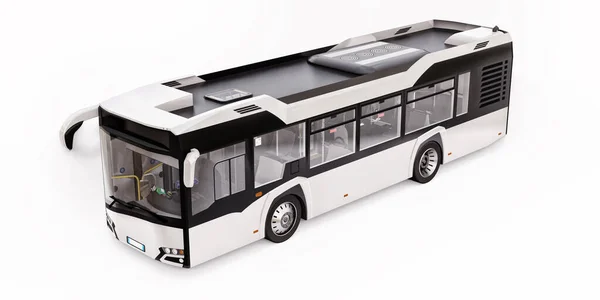 Ônibus Branco Urbano Mediun Fundo Isolado Branco Renderização — Fotografia de Stock