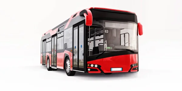 Autobus Rosso Urbano Mediun Sfondo Bianco Isolato Rendering — Foto Stock