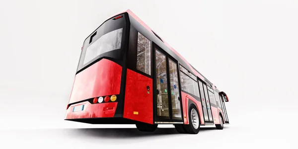 Autobus Rosso Urbano Mediun Sfondo Bianco Isolato Rendering — Foto Stock