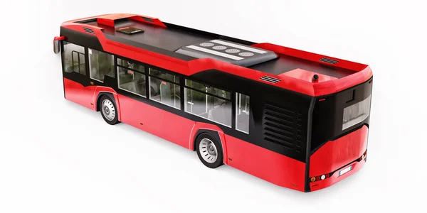 Mediun Ônibus Vermelho Urbano Fundo Isolado Branco Renderização — Fotografia de Stock