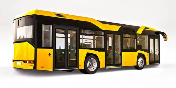 Міський Жовтий Автобус Білому Тлі Візуалізація — стокове фото