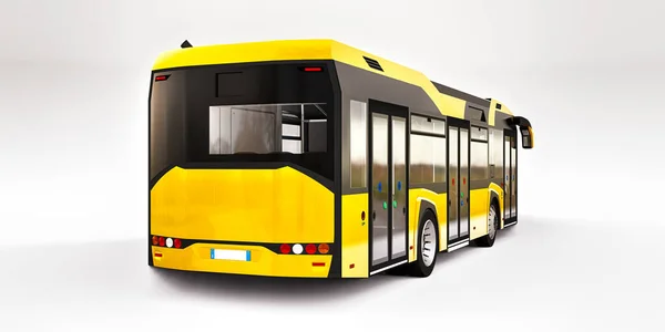 Mediun Urban Yellow Bus White Background Rendering — Stock Photo, Image