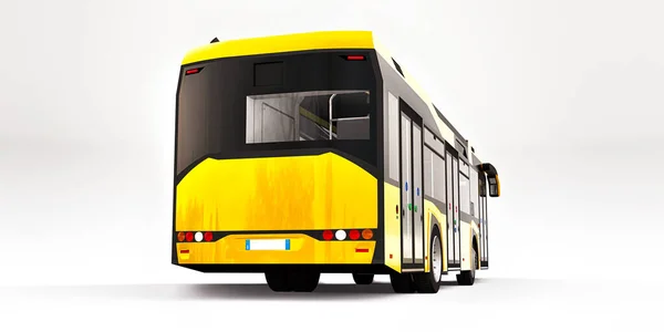 Autobús Amarillo Urbano Mediun Sobre Fondo Blanco Renderizado — Foto de Stock