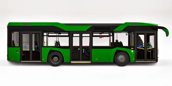 Mediun Urbaner Grüner Bus Auf Weißem Hintergrund Darstellung — Stockfoto