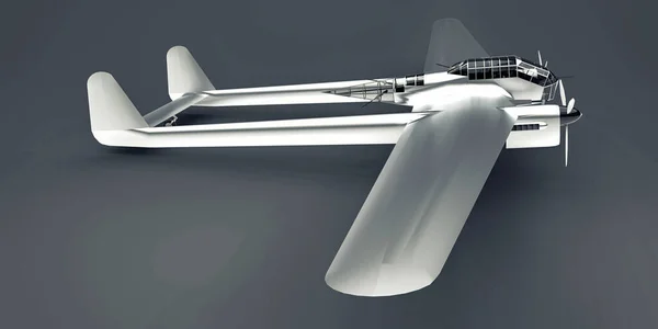 Трехмерная Модель Бомбардировщика Второй Мировой Войны Блестящий Алюминиевый Корпус Двумя — стоковое фото