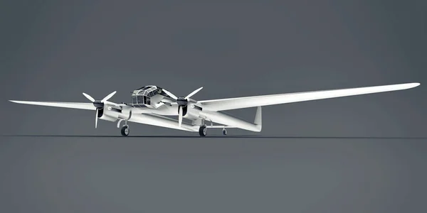 Trójwymiarowy Model Samolotu Bombowego Drugiej Wojny Światowej Błyszczący Aluminiowy Korpus — Zdjęcie stockowe