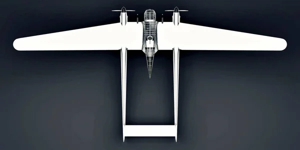 Modelo Tridimensional Aeronave Bombardeira Segunda Guerra Mundial Corpo Alumínio Brilhante — Fotografia de Stock