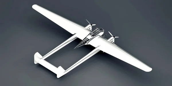 Dreidimensionales Modell Des Bomberflugzeugs Aus Dem Zweiten Weltkrieg Glänzendes Aluminiumgehäuse — Stockfoto