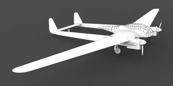 Trójwymiarowy Model Samolotu Bombowego Drugiej Wojny Światowej Ciało Dwoma Ogonami — Zdjęcie stockowe