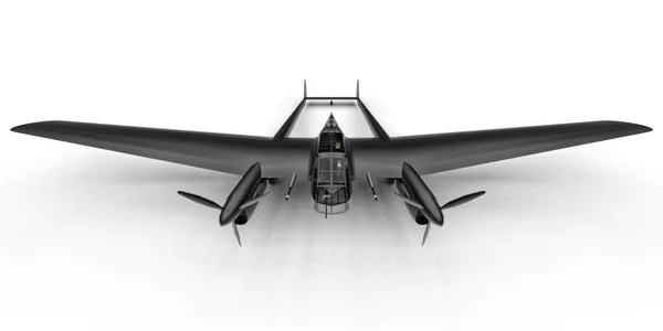Tredimensionell Modell Andra Världskrigets Bombplan Glänsande Aluminium Kropp Med Två — Stockfoto