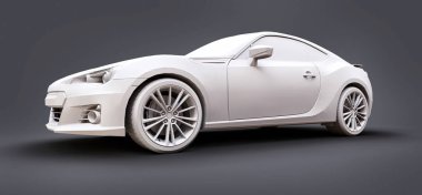 Mat plastikten yapılmış spor model kompakt araba. Şehir arabası coupe 'u. Gençlerin spor arabası. 3d illüstrasyon