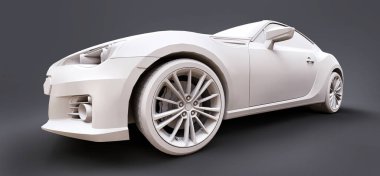 Mat plastikten yapılmış spor model kompakt araba. Şehir arabası coupe 'u. Gençlerin spor arabası. 3d illüstrasyon