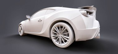 Mat plastikten yapılmış spor model kompakt araba. Şehir arabası coupe 'u. Gençlerin spor arabası. 3d illüstrasyon