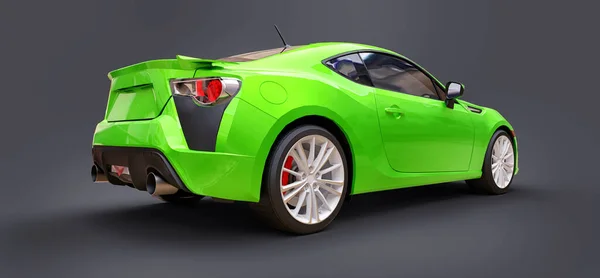 Verde Pequeno Carro Esporte Coupé Renderização — Fotografia de Stock