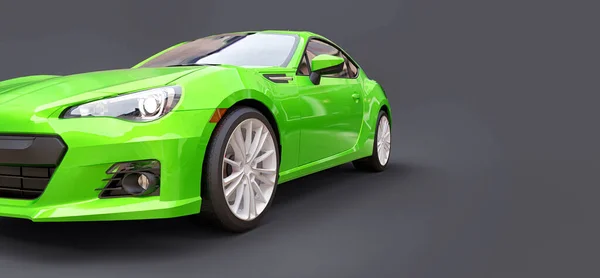 Verde Pequeno Carro Esporte Coupé Renderização — Fotografia de Stock