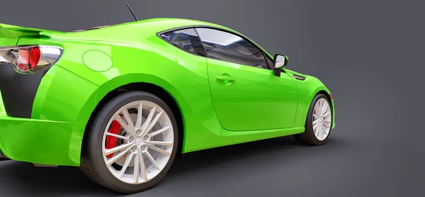 绿色小跑车跑车 3D渲染 — 图库照片