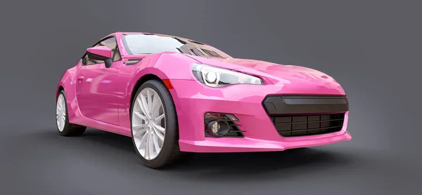 Pink Small Sports Car Coupe Rendering — Stock Photo, Image