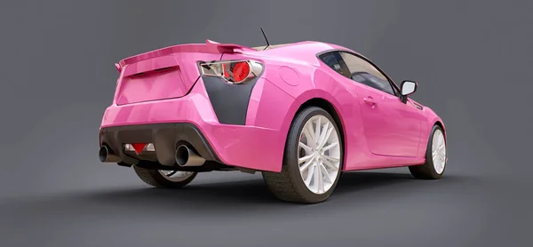 Rózsaszín Kis Sportkocsi Kupé Renderelés — Stock Fotó