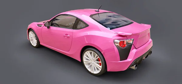 Розовый Маленький Спортивный Автомобиль Купе Рендеринг — стоковое фото