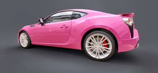 Pink Pequeno Carro Esporte Coupe Renderização — Fotografia de Stock
