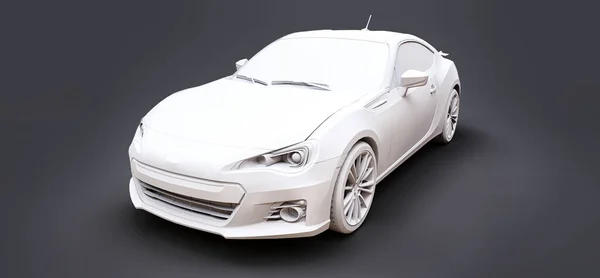 Model sports compact car made of matte plastic. City car coupe. Youth sports car. 3d illustration