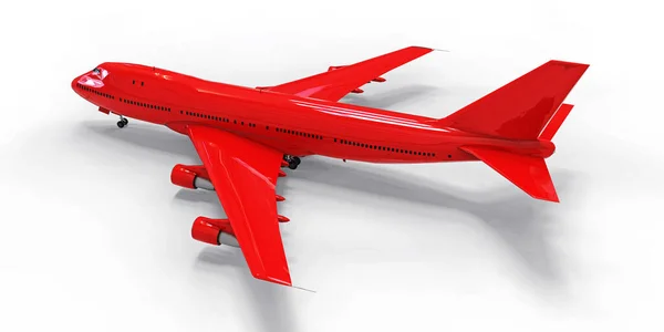 Большие Пассажирские Самолеты Большой Вместимости Длительных Трансатлантических Полетов Красный Самолет — стоковое фото