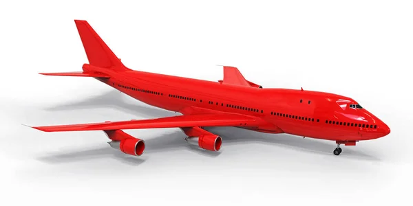Большие Пассажирские Самолеты Большой Вместимости Длительных Трансатлантических Полетов Красный Самолет — стоковое фото