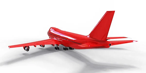 Μεγάλα Επιβατικά Αεροσκάφη Μεγάλης Χωρητικότητας Για Μεγάλες Διατλαντικές Πτήσεις Κόκκινο — Φωτογραφία Αρχείου