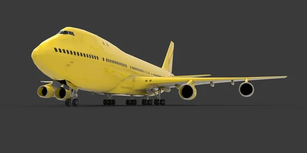 Stora Passagerarflygplan Med Stor Kapacitet För Långa Transatlantiska Flygningar Gult — Stockfoto